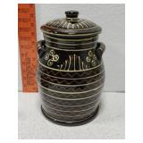 Hand made Rowe Pottery Works urn with Lid