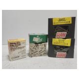 Lot of 4 boxes of nails screws  and 1 box or grout