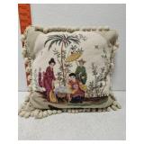 Asian themed cross stitch throw pillow