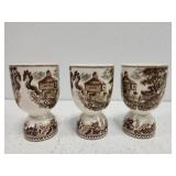 Set of 3 vintage Mason Vista Brown egg cup