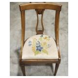 Antique fabric seat dining chair