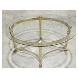 Brass claw foot glass top coffee table