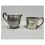 1 vintage Pewter creamer 1 Victorian christening