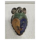 Colorful clay mini African masked wall decor