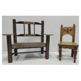 Lot of 2 vintage doll chairs