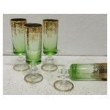 Elegant gold Rimmed Stemmed blown glass see des