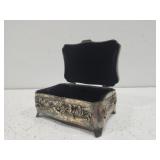 Silver plated mini vintage jewelry box