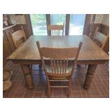 Vintage Oak wood table and 4 chairs