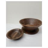 Ser of 3 wooden serving dishes & dowl