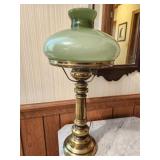 Beautiful antique lamp green and brass