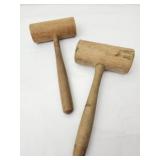 Lot of 2 antique wooden mallet
