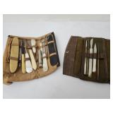 Set of 2 Vintage manicure sets LEATHER