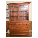 Vintage Wooden Curio Cabinet w 7 Drawers