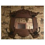 Antique wood and iron mirror hanger