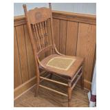 Vintage Wooden Wicker Bottom Chair