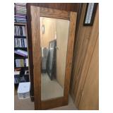 Oak wood framed beveled edge mirror