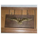 Gold Metal Eagle Mounted On Wood Plaque