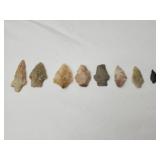 Lot of 8 native historical arrowhead artifacts