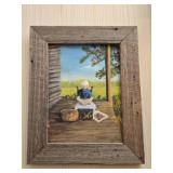 Signed Painting of Grandma on Porch on Canvas