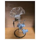 Metal and glass flower vase