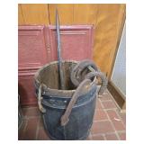 Wood barrel with iron pieces
