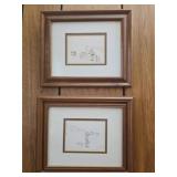 Pair of cinne Newly pen & ink sketch signed