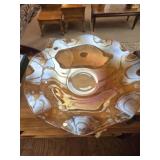 Carnival glass ruffled edge bowl