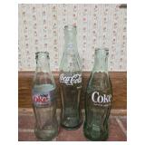 Lot of 3 Coca-Cola bottles