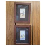 Pair of cinne Newly watercolor sketch signed