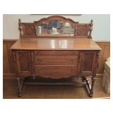 Stunning Antique Wooden Server With Mirror