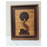 Pelican framed picture WOODEN