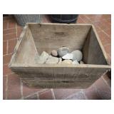 Vintage wood box with odd shaped rocks