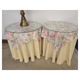 Pair of glass top tables