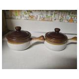 Pair of brown and white pottery