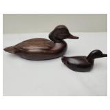 Lot 2 vintage solid wood ducks