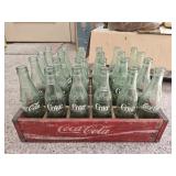 Coca-Cola wood crate with glass coke bottles
