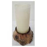 Wooden candle holder with candle