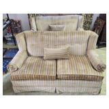 Pair of Vintage Retro Velvet Striped Love Seats