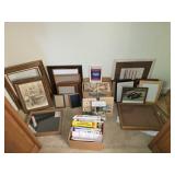 Closet Lot of Misc Picture Frames Shadow Boxes Etc