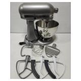 KitchenAid mixer with several attachments