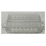 Beautiful diamond cut glass butter dish