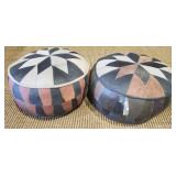 Set of 2 vintage decorative ottomans AS-IS