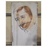 Mixed media on board portrait in progress