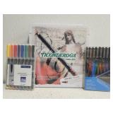 Lot of 3 art supplies color pencils marker & more