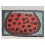 Original Mose T Red Watermelon Painting on Wood