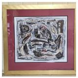 Large framed etched abstract wall art