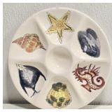 Handpainted Ceramic Sea Themed Oyster Plate