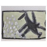 Original Mose T Black Bird Painting on Wood