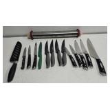 15 pcs lot of knifes & rolling pin