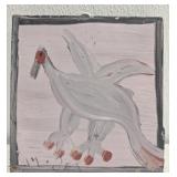 Small Mose T painting of bird on wood